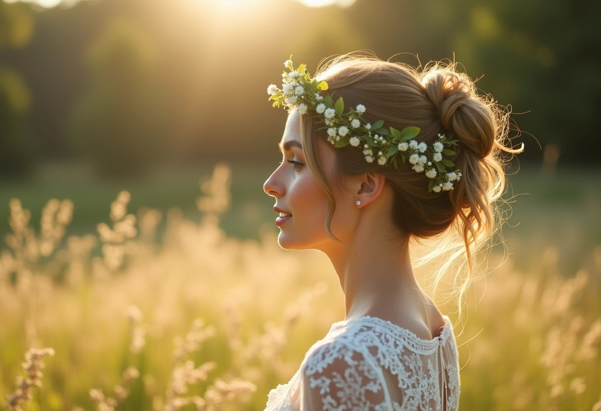 chignon mariage bohème